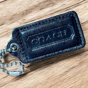 Coach Large Soft Black Textured Leather Key Fob Bag Charm